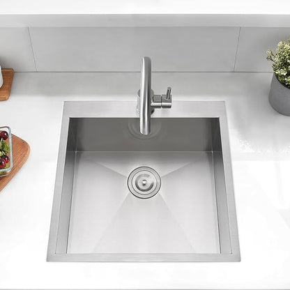 21 Stainless Steel Drop In Kitchen Bar Sink, Luckyhorse 21” x 21” x 10” 18 Gauge Stainless Steel Topmount Kitchen Outdoor Sink LH033L