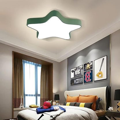 LED Ceiling Light Fixture, Modern Pentagram Recessed Ceiling Lights, 3000K-6000K Dimmable Light, Close to Lighting Flush Mount Living Room Pendant Lamps (Green, 24inch)