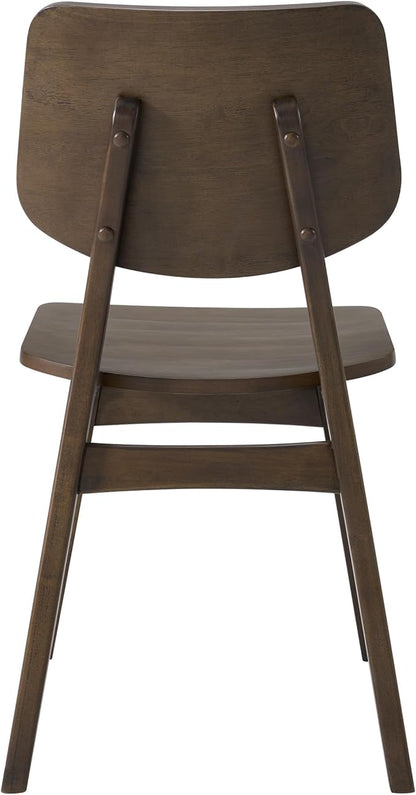 Alaterre Furniture Calais Dining – Mid Century Modern Set of 2 Dining Chairs – Solid Wood Chair Set with Minimalist Design for Dining Room or Kitchen (Warm Walnut Finish)