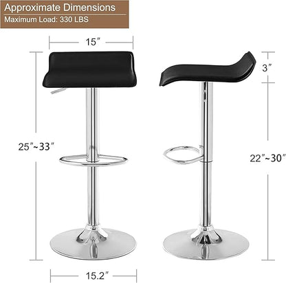 VECELO Bar Stools Set of 4, Armless Adjustable Swivel Barstools, Modern Backless Counter Height Stools for Kitchen, Island, Bar, Black