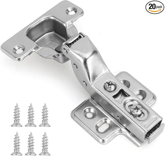 HBL' 20 Pack Soft Close Cabinet Hinges European Kitchen Cabinet Hinges for Frameless Cabinet Door, 35MM Quick Release Cup Hinges, 110° Inset, 3D Adjustable and Slow Close Hinges