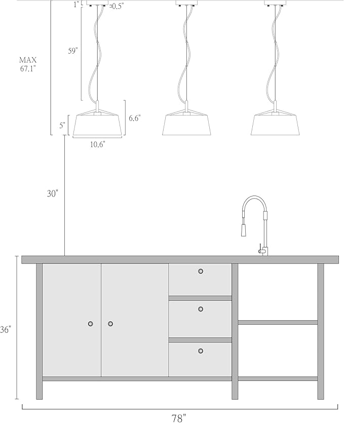 KSANA Pendant Light Fixtures, Modern Pendant Hanging Lights Black and Gold Farmhouse Pendant Light for Kitchen Island, Dining Room, Hallway, Entryway