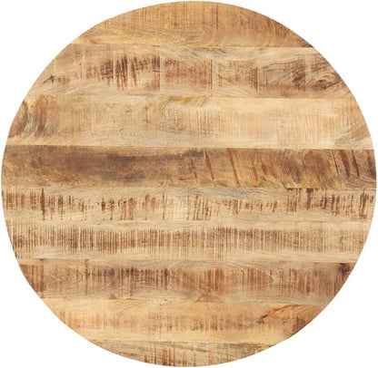 24 inch Solid Mango Wood Round Tabletop Polished Butcher Block Countertop for DIY Dining Desk Kitchen Island Bar Small Space Indoor/Outdoor Rustic Modern Brown