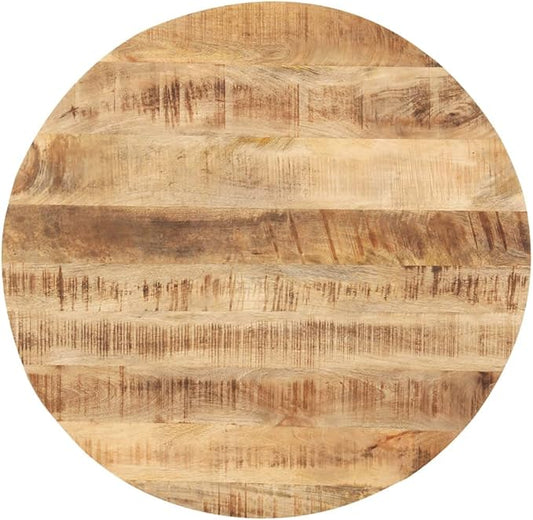 24 inch Solid Mango Wood Round Tabletop Polished Butcher Block Countertop for DIY Dining Desk Kitchen Island Bar Small Space Indoor/Outdoor Rustic Modern Brown
