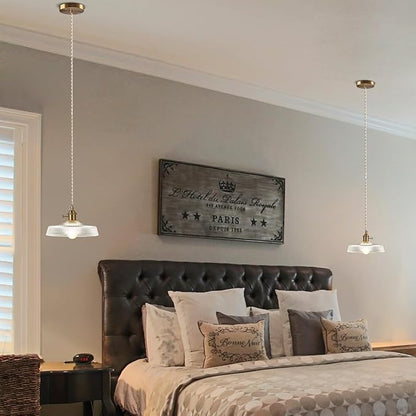 Vintage Mini Pendant Light Fixtures, 9 Inch Glass Kitchen Island Light Fixtures Brass Light Cord Pendant Lights Hanging Light for Living Room Bedroom Hallway Dining Room E26