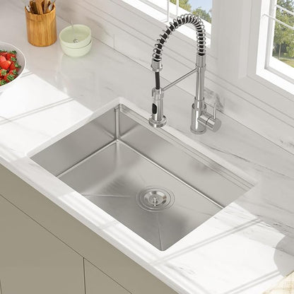 25 Inch Undermount Kitchen Sink - Beslend ADA 6 Inch Depth 25x18 Undermount Worksation Sinks Under Counter Stainless Steel 16 Gauge Mobility Friendly Sink for Wheelchair Accessible Kitchen