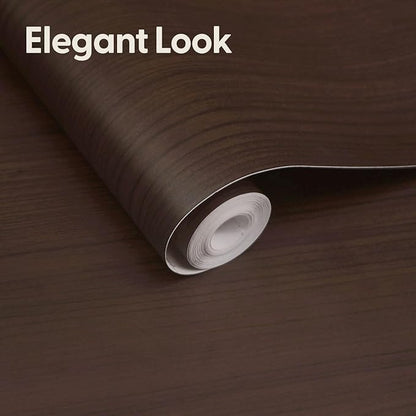 Deep Espresso Dark Walnut Wood Contact Paper - 17.3" x 118" Matte Thick Vinyl Wrap, Peel and Stick Waterproof Wallpaper for Kitchen Cabinets & Furniture DIY