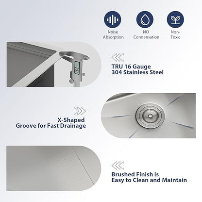 33 Farmhouse Sink Double Bowl - Lordear 33x22 Stainless Steel Kitchen Sinks Apron Front Double Basin 60/40 Low Divide Workstation Farm Sinks with Buit in Accessories, 9" Apron Height