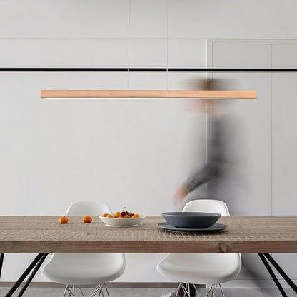 31" Wooden Linear Pendant Light LED Pendant Light Dimmable Pool Table Island Lights Modern Linear Chandeliers for Dining Room Kitchen Ceiling Pendant Lamp for Dining Room Kitchen Island Natural
