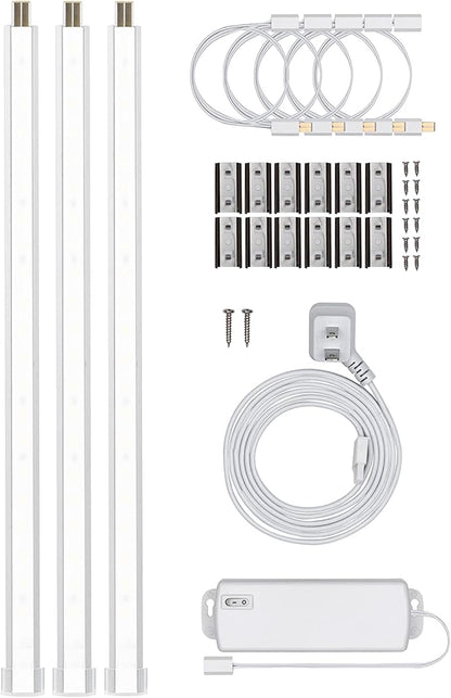 UltraPro 10in. Linkable LED Bright Strips, 3 Pack, 825 Lumens, 2700K Warm White Light, Low Voltage, Under Cabinet Lighting, Strip Light, Flat Plug, Grow Lights for Indoor Plants, 44418