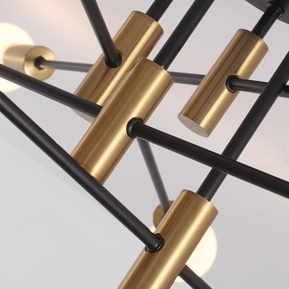 Garwarm 8-Light Black and Gold Sputnik Ceiling Light,Mid Century Semi Flush Mount Sputnik Chandelier Industrial Ceiling Lamp for Kitchen Dining Room Bedroom Foyer Entryway Hallway