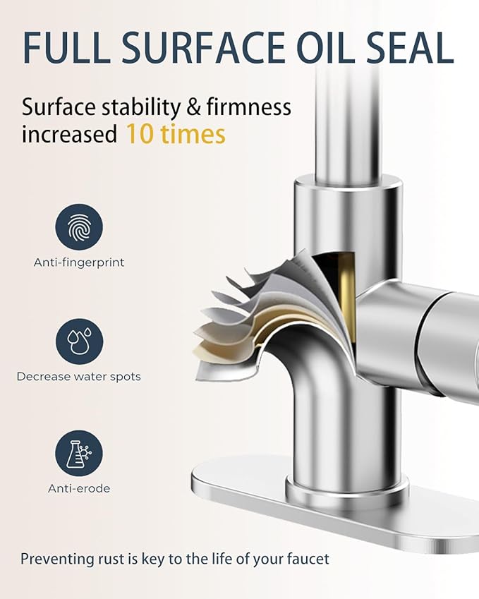 Fransiton Bathroom Faucets with Pull Down Sprayer, Bar Sink Faucet Single Hole for Kitchen Campers with Pop-Up Drain Hose, Suitable for Farmhouse Vanity Lavatory