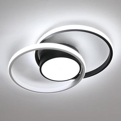 AUA LED Modern Ceiling Light, 39W Flush Mount Lights Fixture, 15.7 Inch Round 6500K Close to Ceiling Lighting for Bedroom, Kitchen, Hallway, Black and White