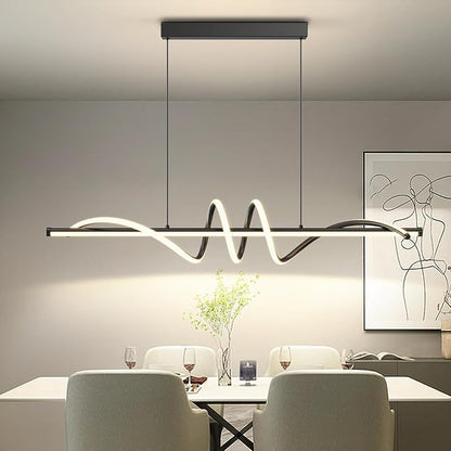 Modern LED Pendant Lights, Ceiling Chandelier Dimmable with Remote Control 3000k-6000K Adjustable Color Temperature, Aluminum Island Lighting Lamp Fixture for Kitchen, Dining Room(39in Black)