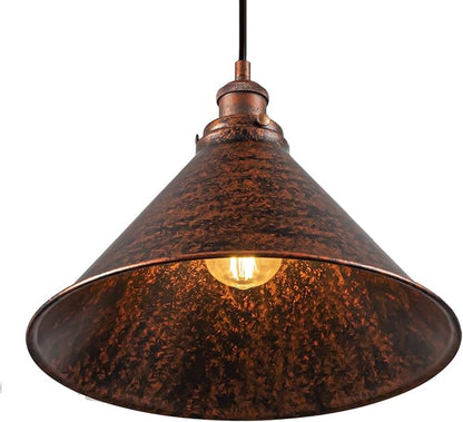 Lingkai 13.77" Farmhouse Pendant Light, Rustic Pendant Light Fixture Hanging for Kitchen Island, Ceiling Lamp Antique Painted Finish Light