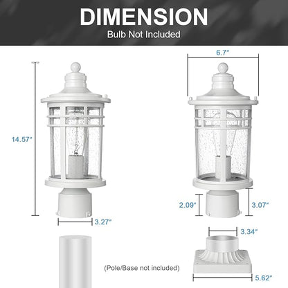 Darkaway Outdoor Post Lights Lamp Posts Outdoor Lighting, Waterproof Aluminum Post Lights Outdoor Light Fixtures with Glass, Light Posts for Outside Patio Yard (2 Pack, White)