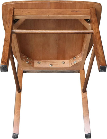 IC INTERNATIONAL CONCEPTS Set of Two Solid Wood X-Back Chairs in Distressed Oak