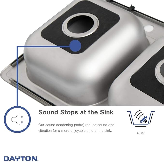 Dayton DCFU3119R Offset 60/40 Double Bowl Undermount Stainless Steel Sink, Soft Satin