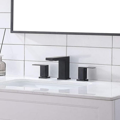 VCCUCINE Black Bathroom Faucet 3 Hole, 8 Inch Widespread Bathroom Sink Faucet, 2 Handle Matte Black Bath Faucet, Modern Rv Lavatory Vanity Faucet with Pop Up Drain and Water Supply Lines