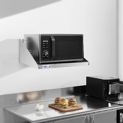Profeeshaw Stainless Steel Microwave Shelf 18"x24", Heavy Duty Wall Mounted Floating Shelf, NSF Certified Appliance Rack for Commercial & Home Kitchens, Restaurants, Hotels, Bars
