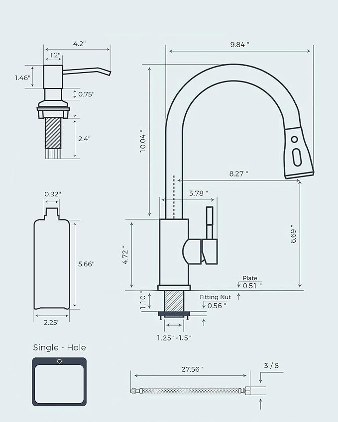FORIOUS Kitchen Faucets with Soap Dispenser and Pull Down Sprayer, Bar High Arc Single Handle Classic 3 Modes Stainless Steel Faucet for Kitchen Sink Farmhouse RV Laundry Camper, Black Brushed