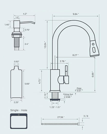 FORIOUS Black Touchless Kitchen Faucet with Soap Dispenser, Hands-Free, Smart Motion Sensor, Contemporary Bar Sink Faucet with Pull Down Sprayer for Farmhouse RV Camper