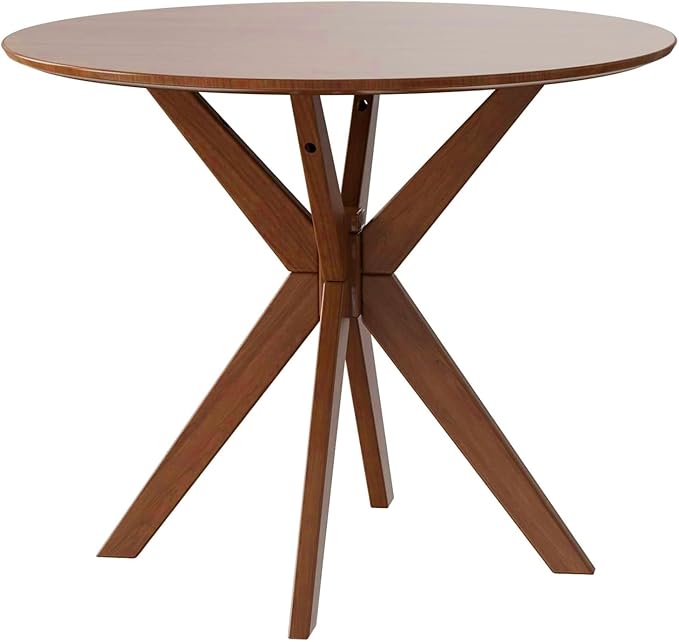 Giantex 36" Round Wood Dining Table, Farmhouse Kitchen Table with Intersecting Pedestal Base & Solid Rubber Wood Legs, Vintage Coffee Tables for Dinette, Small Spaces, Restaurant, Brown