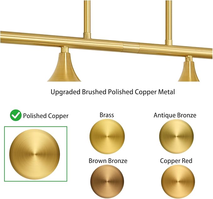 4-Light Kitchen Island Lighting, Brushed Gold Island Lights for Kitchen Adjustable Height Rods Dining Room Light Fixture over Table with White Glass Shades, Linear Chandelier for Bar Counter, G9 Base