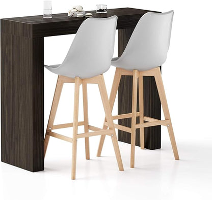 Mobili Fiver Evolution Tall Kitchen Bar Table Made in Italy | Space Saving, Counter Height Table for 2 | Modern Breakfast Bar Counter Top w/Cable Holder | Dark Walnut | 47,2 in x 15,7" in