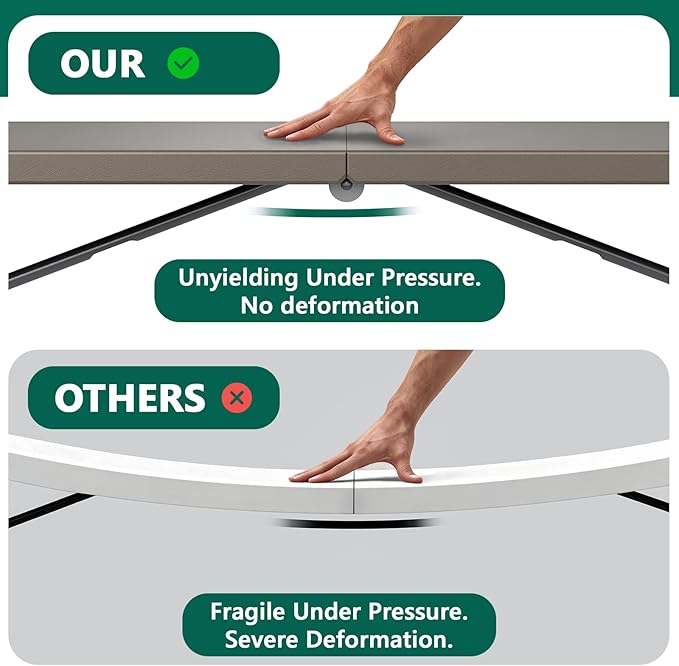 Folding Table 6ft - Heavy Duty Plastic Table with Handle, Foldable & Portable, Fold-in-Half Utility Tables for Outdoor, Dining, Wedding, Events, Indoor, Picnic, Camping, Party (Khaki)