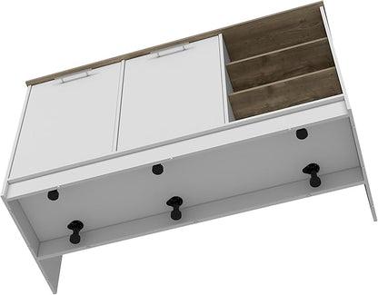 GOWE Ginger Kitchen Island, Three Open Shelves, Two Cabinets
