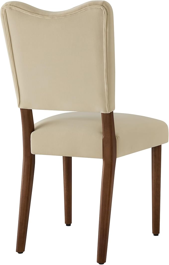 KISLOT Upholstered Dining Chairs Set of 6, Modern Velvet Kitchen Chairs with Solid Wood Legs, High Back Wooden Dining Room Chairs with Dark Walnut Color Legs for Farmhouse Kitchen Dining Room, Linen