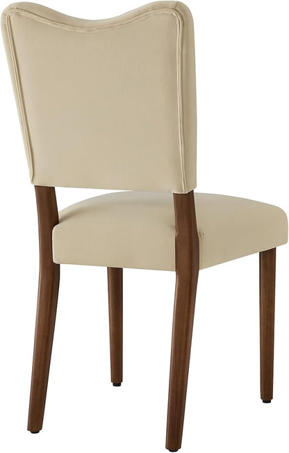 KISLOT Upholstered Dining Chairs Set of 6, Modern Velvet Kitchen Chairs with Solid Wood Legs, High Back Wooden Dining Room Chairs with Dark Walnut Color Legs for Farmhouse Kitchen Dining Room, Linen
