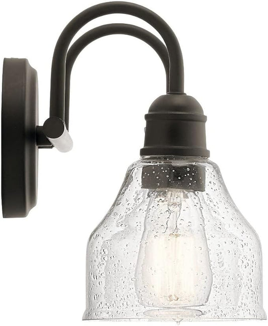 Kichler 2-Light Bathroom Vanity Light Fixture with Satin Etched Glass, Traditional Style Bath Light in Tannery Bronze for Over Mirror (12.25" x 8" x 8"), 5336TZS