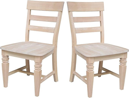 IC International Concepts Java Dining Chair Set of 2, Hardwood, Ready-to-Finish, 36.6"H with 18"H Seats, 19.7"W x 22"D, Ideal for Dining Room Furniture - Unfinished