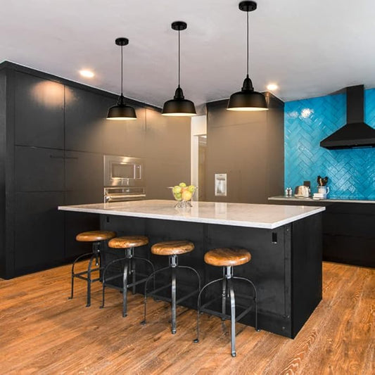 Matte Black Pendant Light 3 Pack Industrial Pendant Lighting for Kitchen Island