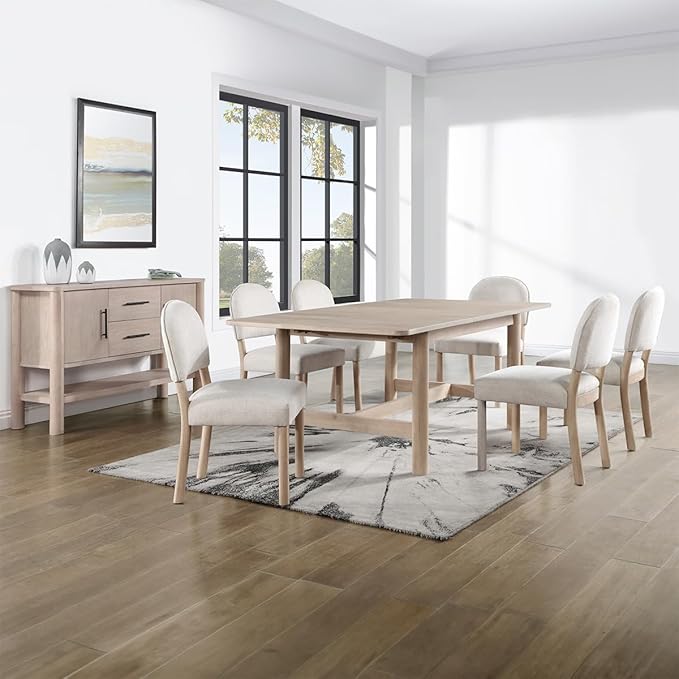 Farmhouse Dining Chairs Set of 2 - Upholstered Mid Century Armless Side Chairs with Back, Durable Polyester Fabric for Kitchen Island, Living Room, Restaurant