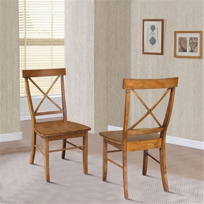 International Concepts Set of Two X-Back Dining Chair, Pecan