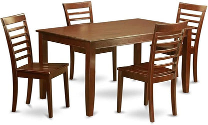 HomeStock 7-Piece Modern Dining Table Set with Rectangle Wooden Table (36x60 Inch) and 6 Dining Chairs in Mahogany, Stylish Dining Room Set