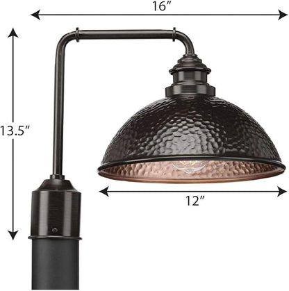 Progress Lighting Englewood Collection 1-Light Farmhouse Outdoor Post Lantern Light Antique Bronze, 13-7/16" x 16" x 12"