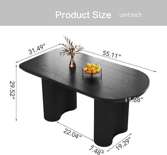 Guyii 55.11" Dining Table, Modern Kitchen Table for 6 People, Indoor Dining Table for Kitchen, Bar, Living Room, Small Space, Black