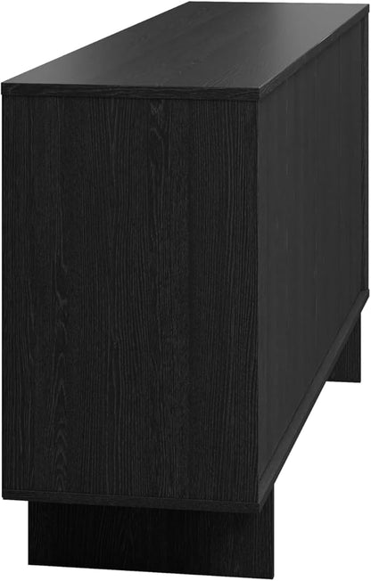 Prepac Finnley 61.5" Wide Sideboard Cabinet, Wood Entryway Sideboard with 2 Adjustable Shelves, Dining Room Buffet with 4 Doors, Living Room Accent Cabinet for Storage and Decorations, Black Oak