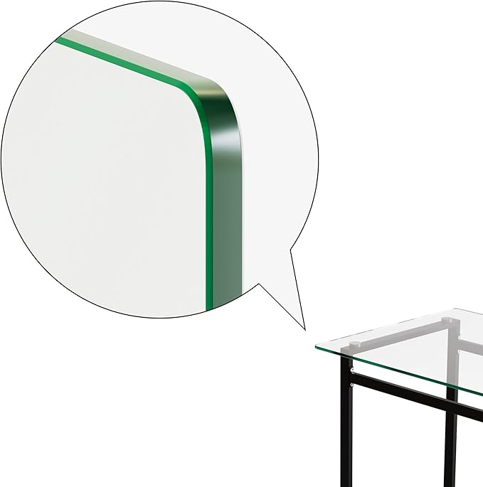 Goujxcy Glass Dining Table Modern 51'' Rectangle Kitchen Table for 4 with Tempered Glass Tabletop and Metal Legs for Kitchen, Dining Room, Restaurants (Black)