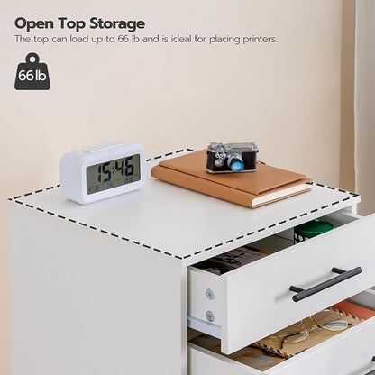 HOOBRO 7-Drawer File Cabinet, Wooden Office Cabinet with Drawers, Mobile Storage Filing Drawer for Home Office, Study, Easy Assembly, White WT07WJ01