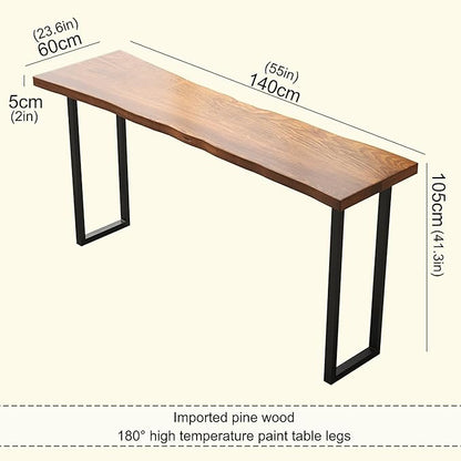 Counter Bar Height Table Kitchen Pub Coffee High Top Table Long Narrow Dining Table for Small Spaces with Sturdy Metal Frame for Small Spaces Balcony Coffee Shops-Table Only(140*60*105cm)