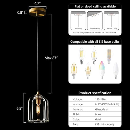 Crystal Pendant Light Kitchen Island Brass Crystal Pendant Light Over Island Height-Adjustable Dimmable Gold Pendant Lights Over Dining Table,E12 Bulb Included