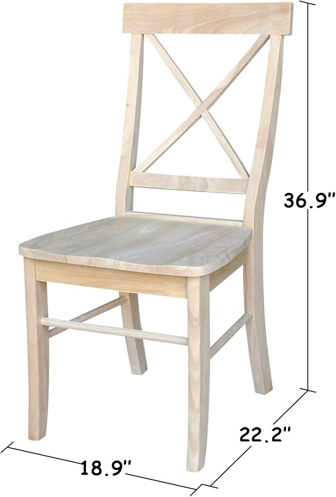 International Concepts X-Back Dining Chairs, Solid Parawood, Unfinished (Set of 2)