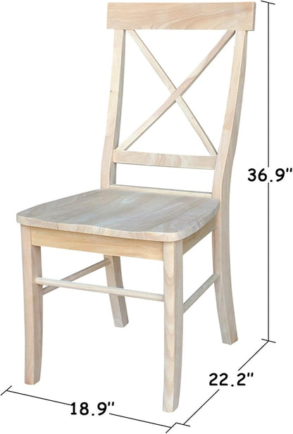 International Concepts X-Back Dining Chairs, Solid Parawood, Unfinished (Set of 2)
