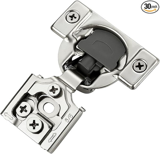 30 Pack 15 Pair 1-3/8 inch Overlay Soft Close Hinges for Kitchen Cabinet Hinges Satin Nickel Hidden Hinges Stainless Steel Concealed Hinge self Closing