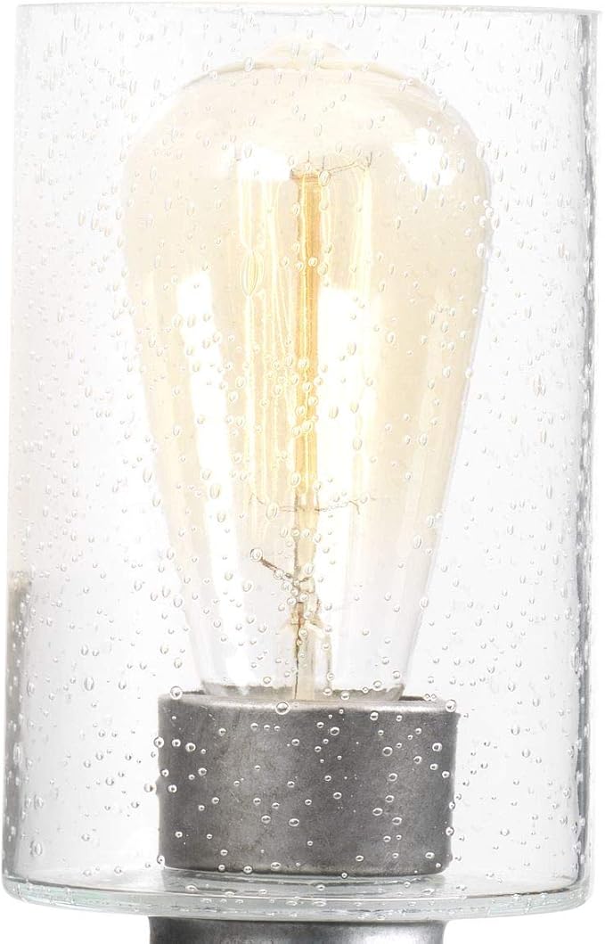 Progress Lighting Gulliver Collection 3-Light Clear Seeded Glass Coastal Bath Vanity Light Galvanized